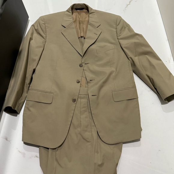 Brooks Brothers Poplin Suit Two-Piece Tan Khaki 40s 34w